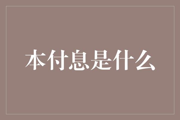 本付息是什么