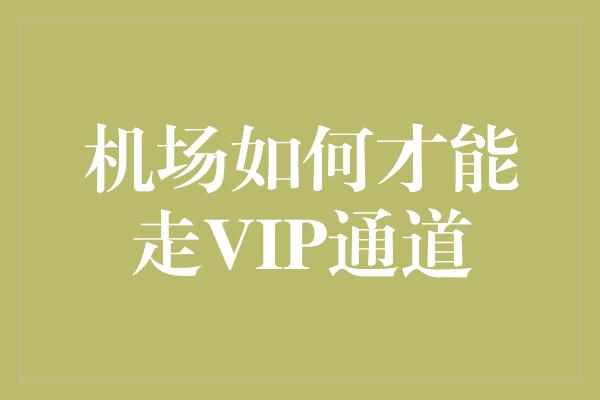 机场如何才能走VIP通道