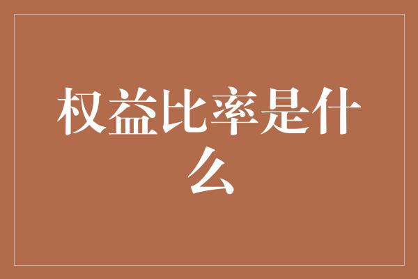 权益比率是什么