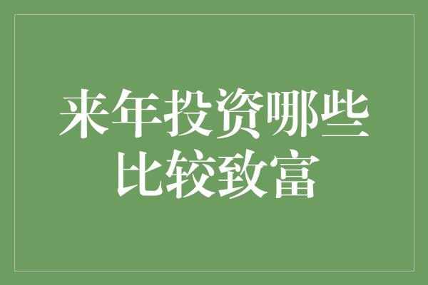 来年投资哪些比较致富