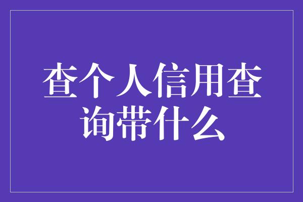 查个人信用查询带什么