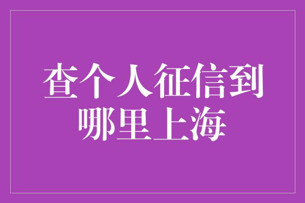 查个人征信到哪里上海