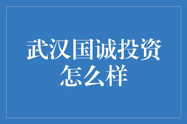 武汉国诚投资怎么样