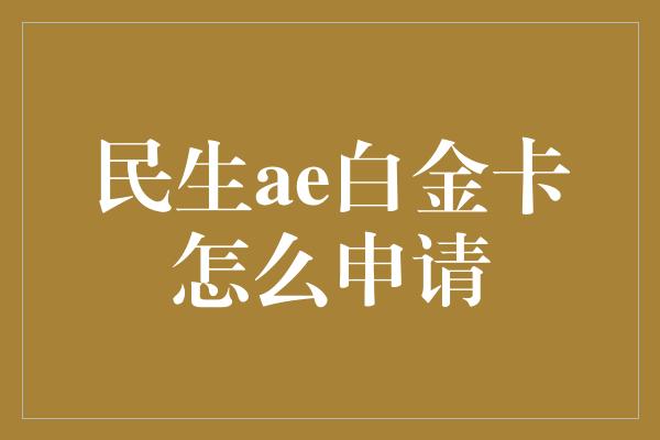 民生ae白金卡怎么申请