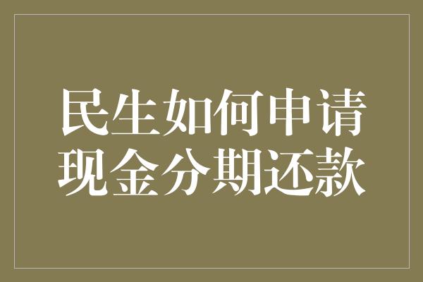 民生如何申请现金分期还款