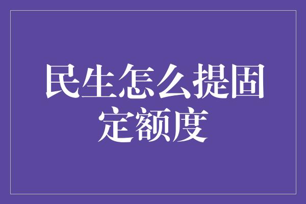 民生怎么提固定额度