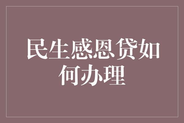 民生感恩贷如何办理