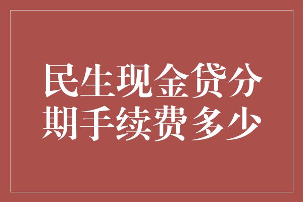 民生现金贷分期手续费多少