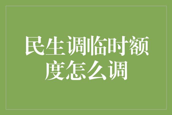 民生调临时额度怎么调