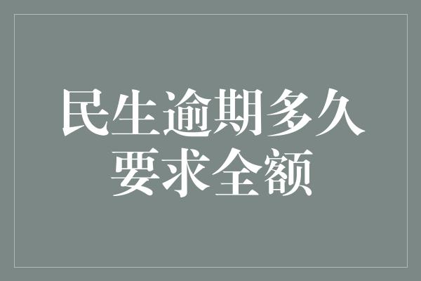 民生逾期多久要求全额