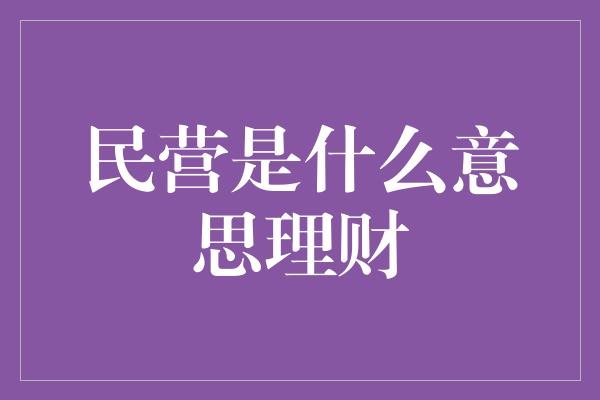 民营是什么意思理财