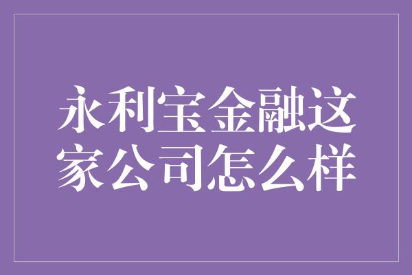 永利宝金融这家公司怎么样