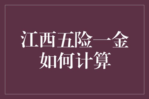 江西五险一金如何计算