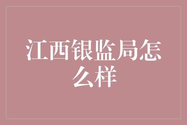 江西银监局怎么样