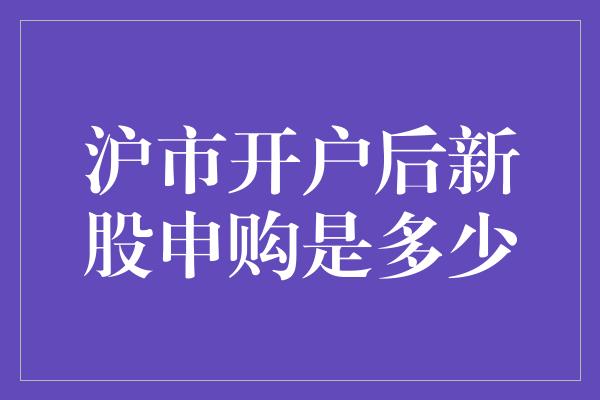 沪市开户后新股申购是多少