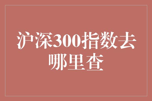 沪深300指数去哪里查