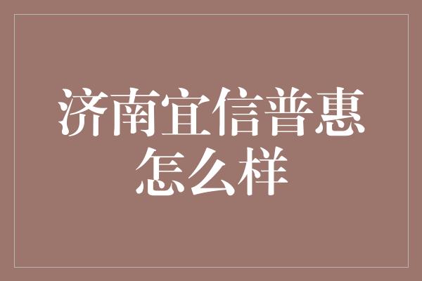 济南宜信普惠怎么样