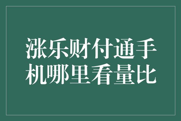 涨乐财付通手机哪里看量比