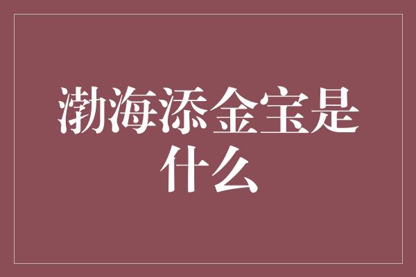 渤海添金宝是什么