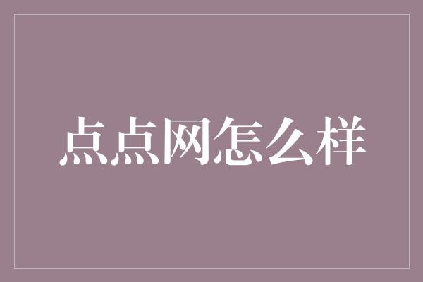 点点网怎么样