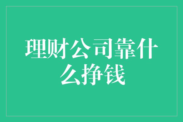 理财公司靠什么挣钱