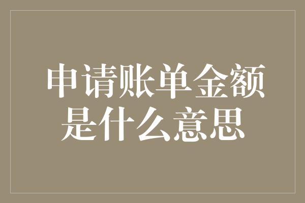 申请账单金额是什么意思