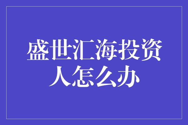 盛世汇海投资人怎么办