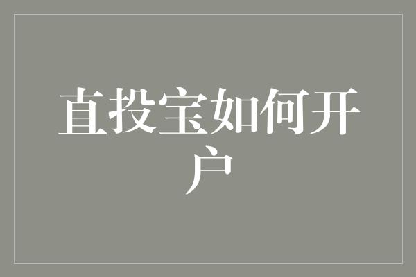 直投宝如何开户