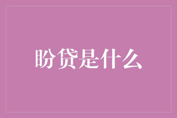 盼贷是什么