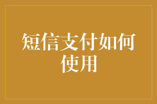 短信支付如何使用