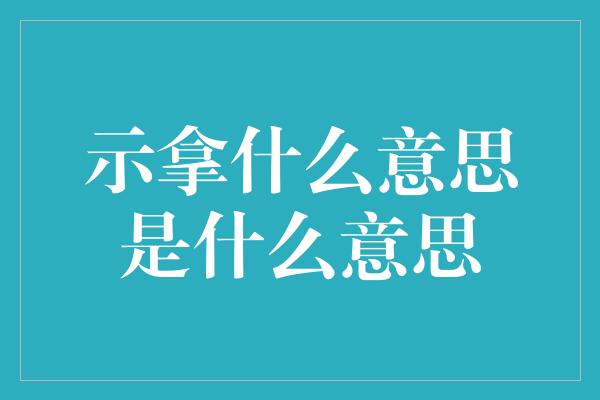 示拿什么意思是什么意思