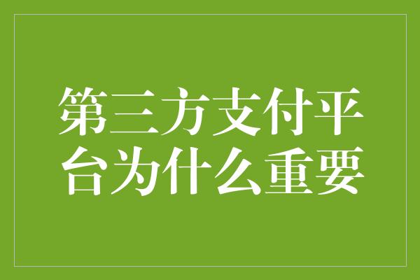 第三方支付平台为什么重要