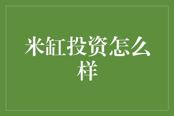 米缸投资怎么样