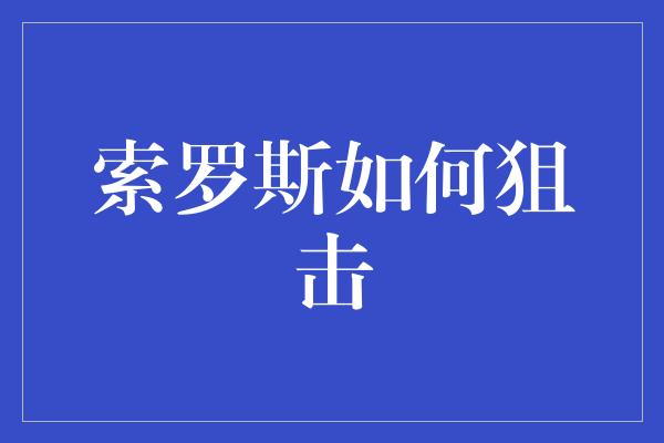 索罗斯如何狙击