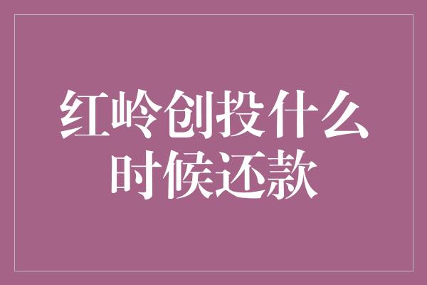 红岭创投什么时候还款