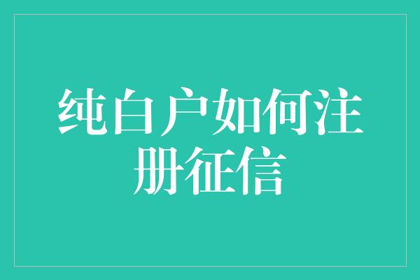 纯白户如何注册征信