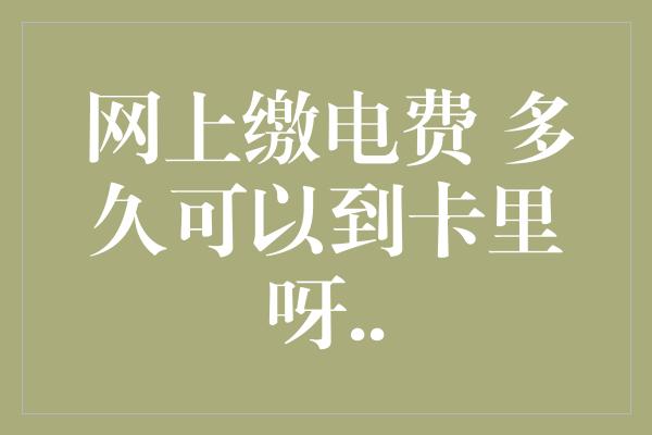 网上缴电费 多久可以到卡里呀..