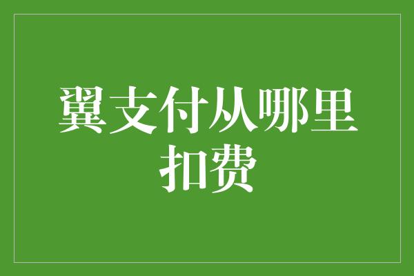 翼支付从哪里扣费