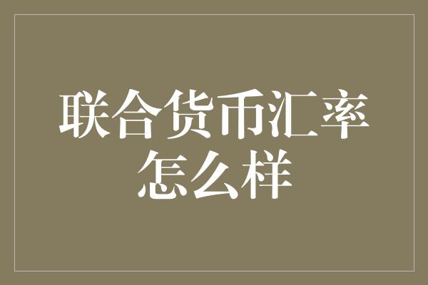 联合货币汇率怎么样