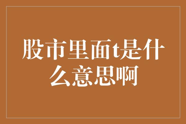 股市里面t是什么意思啊