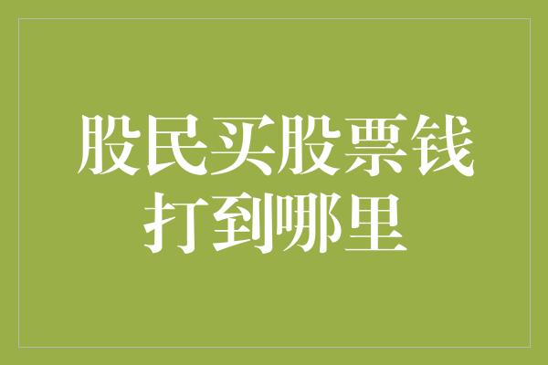 股民买股票钱打到哪里