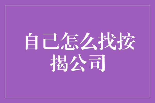 自己怎么找按揭公司