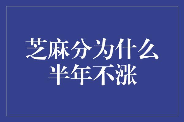 芝麻分为什么半年不涨