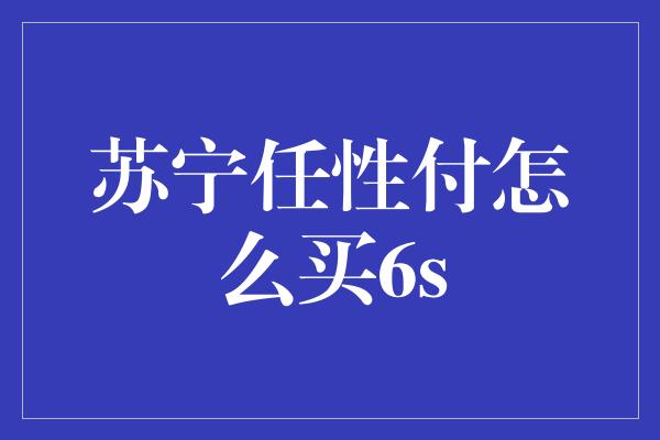 苏宁任性付怎么买6s