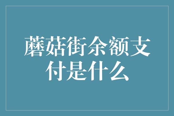 蘑菇街余额支付是什么