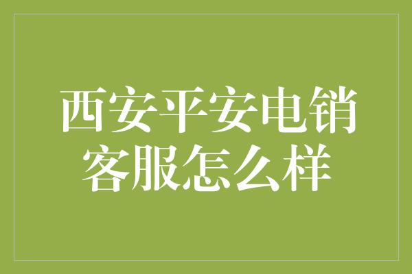 西安平安电销客服怎么样