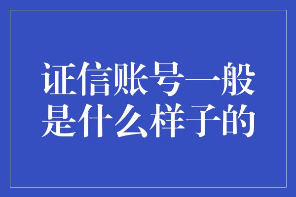 证信账号一般是什么样子的