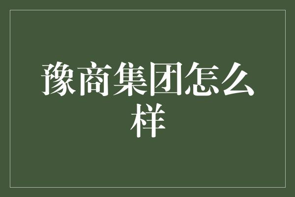 豫商集团怎么样