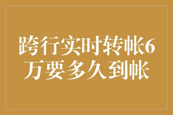 跨行实时转帐6万要多久到帐