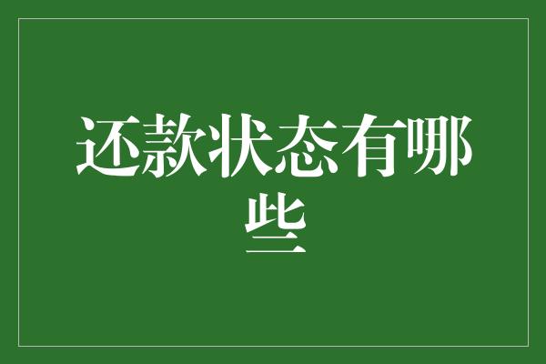 还款状态有哪些